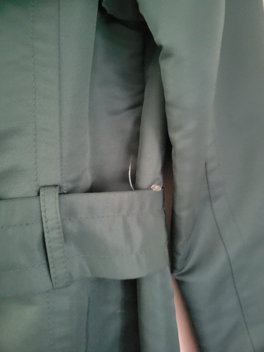 MNG Suit Teal Green Belted Trench Coat Epaulette Detail Sz XS - Picture 4 of 8